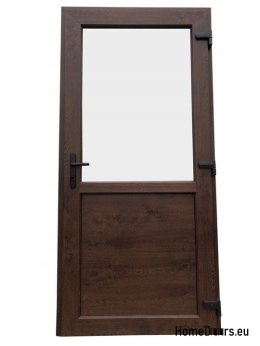 Exteriér PVC dveře obchodu 90/200 ořech