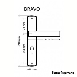 KLAMKA DRZWIOWA PRZEBICIE KLUCZ BRAVO NIKIEL CHROM
