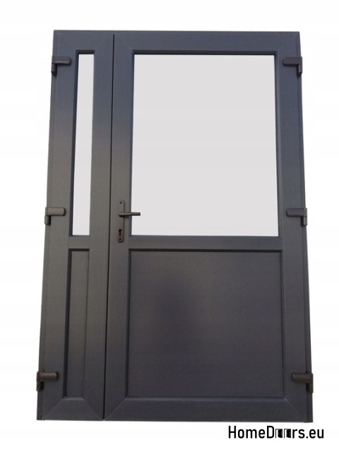 VENKOVNÍ DVEŘE PVC ANTRACIT 160x210 DVOUKŘÍDLÉ