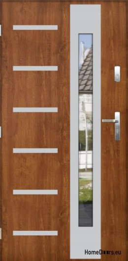 Venkovní dveře THICK 72 WARM SE ZRCADLEM 80 inox