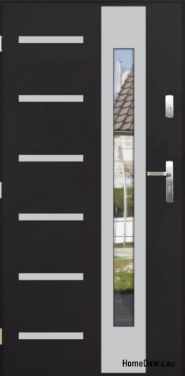 Venkovní dveře THICK 72 WARM SE ZRCADLEM 80 inox