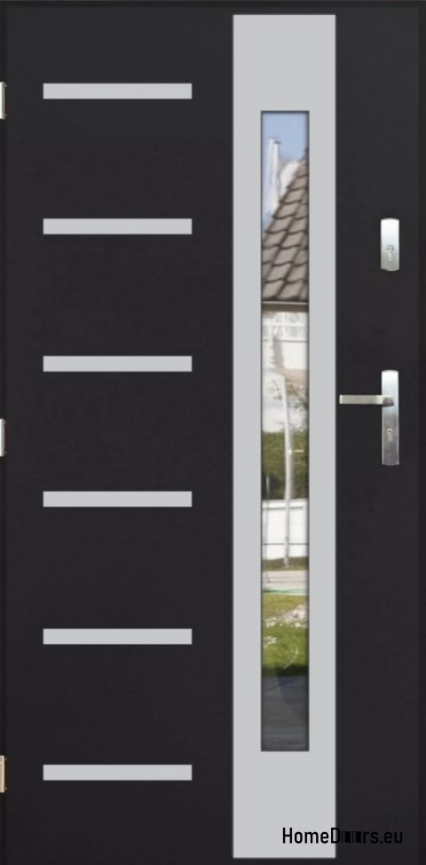 Venkovní dveře THICK 72 WARM SE ZRCADLEM 80 inox