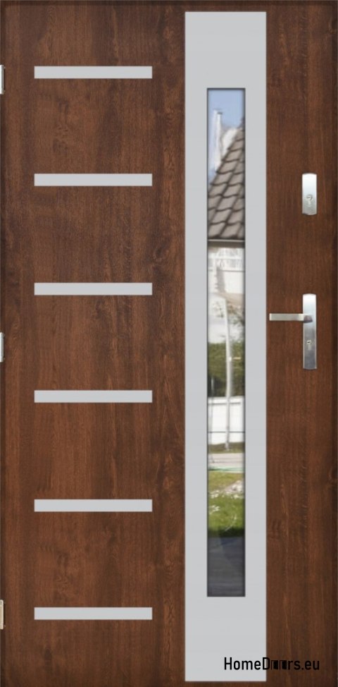 Venkovní dveře THICK 72 WARM SE ZRCADLEM 90 inox