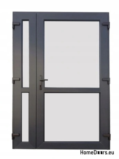VENKOVNÍ DVEŘE PVC ANTRACIT 160x210 DVOUKŘÍDLÉ