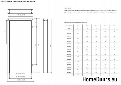 Ościeżnica regulowana drewniana fornir 400-420 Ościeżnica regulowana drewniana fornir 400-420