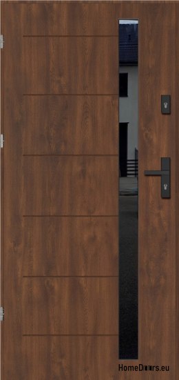 Venkovní dveře COPENHAGEN WITH BLACK GLASS THICK teplé 70mm, OFF-the-SHELF, 90 L