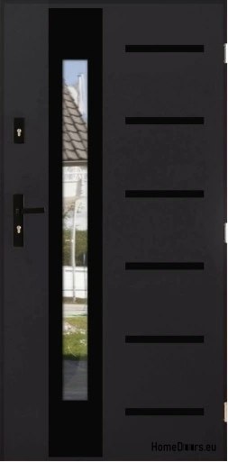 REMO BLACK vnější dveře se zrcátkem, TLUSTÉ teplé 70mm, STANDARDNÍ, 90 P