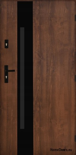 Venkovní dveře leštěná ocel 55mm Tango 04 80 pravá ořech