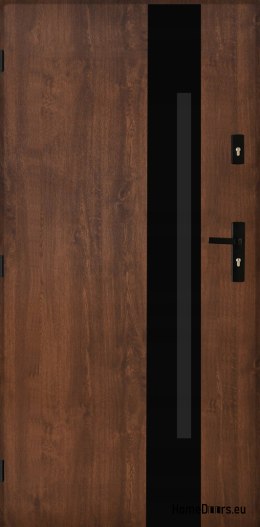 Venkovní dveře z leštěné oceli 55mm Tango 04 80 levý ořech