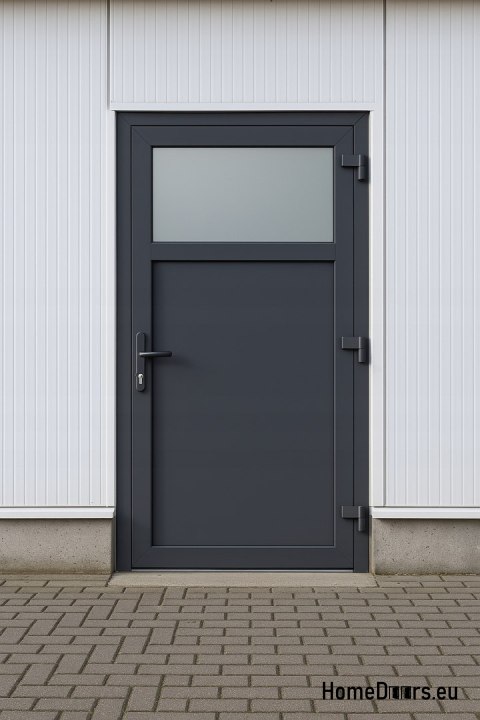 DRZWI ZEWNĘTRZNE TECHNICZNE GOSPODARCZE PCV 100X205 cm ANTRACYT PRAWE