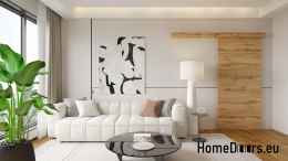 Drzwi przesuwne 80 naścienne ALFA dąb wotan 85 + system przesuwny Grube