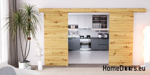 Drzwi przesuwne 120 naścienne ALFA LOFT 02 Dąb Artisan 60+system przesuwny