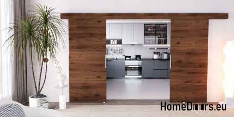 Drzwi przesuwne 120 naścienne ALFA LOFT 02 Orzech 60 + system przesuwny