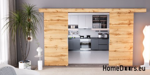 Drzwi przesuwne 148 naścienne ALFA LOFT 02 Dąb Wotan 74 + system przesuwny