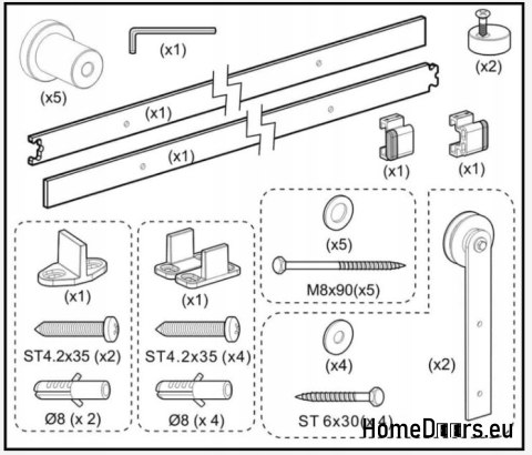 Loft Posuvný systém pro dveře 1 křídla