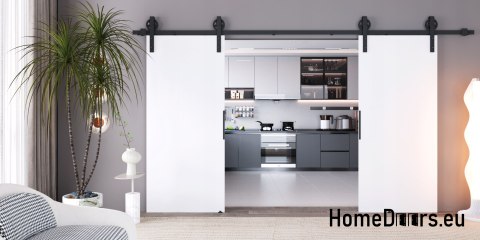 Drzwi przesuwne 120 naścienne ALFA LOFT 04 Białe 60 + system przesuwny