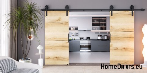 Drzwi przesuwne 130 naścienne ALFA LOFT 04 Dąb Grand 65 + system przesuwny