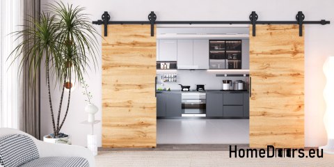 Drzwi przesuwne 130 naścienne ALFA LOFT 04 Dąb Wotan 65 + system przesuwny