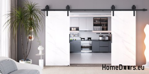 Drzwi przesuwne 140 naścienne ALFA LOFT 04 Marmur Biały 70+system przesuwny