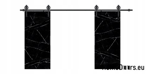 Drzwi przesuwne 140 naścienne ALFA LOFT 04 Marmur Czarny70+system przesuwny