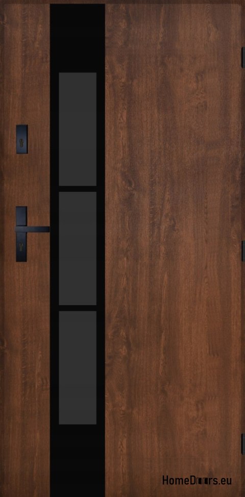 Drzwi Zewnętrzne PANTOR MARS 11 Prawe 90 Orzech Grube 72mm Ciepłe