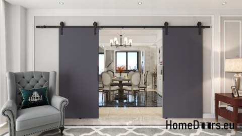 Drzwi przesuwne 110 naścienne ALFA LOFT 01 Antracyt 55 + system przesuwny