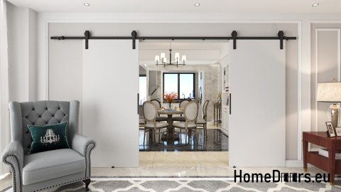 Drzwi przesuwne 148 naścienne ALFA LOFT 01 Białe 74 + system przesuwny