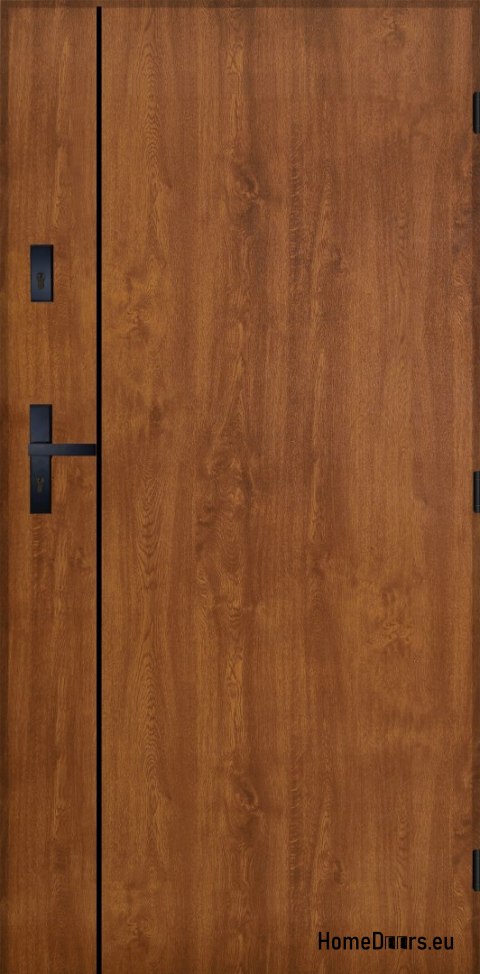 Drzwi Zewnętrzne PANTOR WILANÓW Prawe 90 Złoty Dąb Grube 72mm Ciepłe