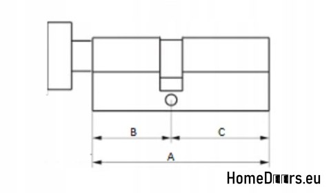 Wkładka patentowa bębenkowa drzwiowa czarna z gałką 35/45 mm